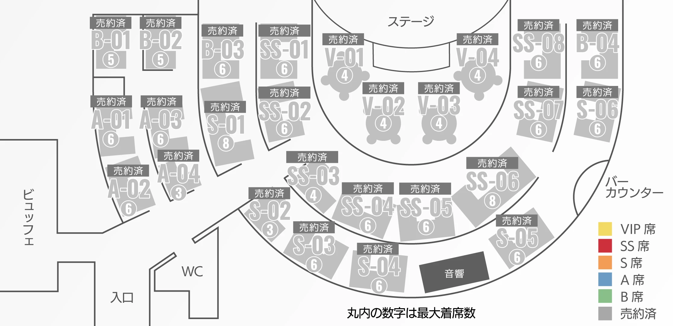 座席表 スタンダップコメディ＆モノマネショー　神戸三宮 月世界